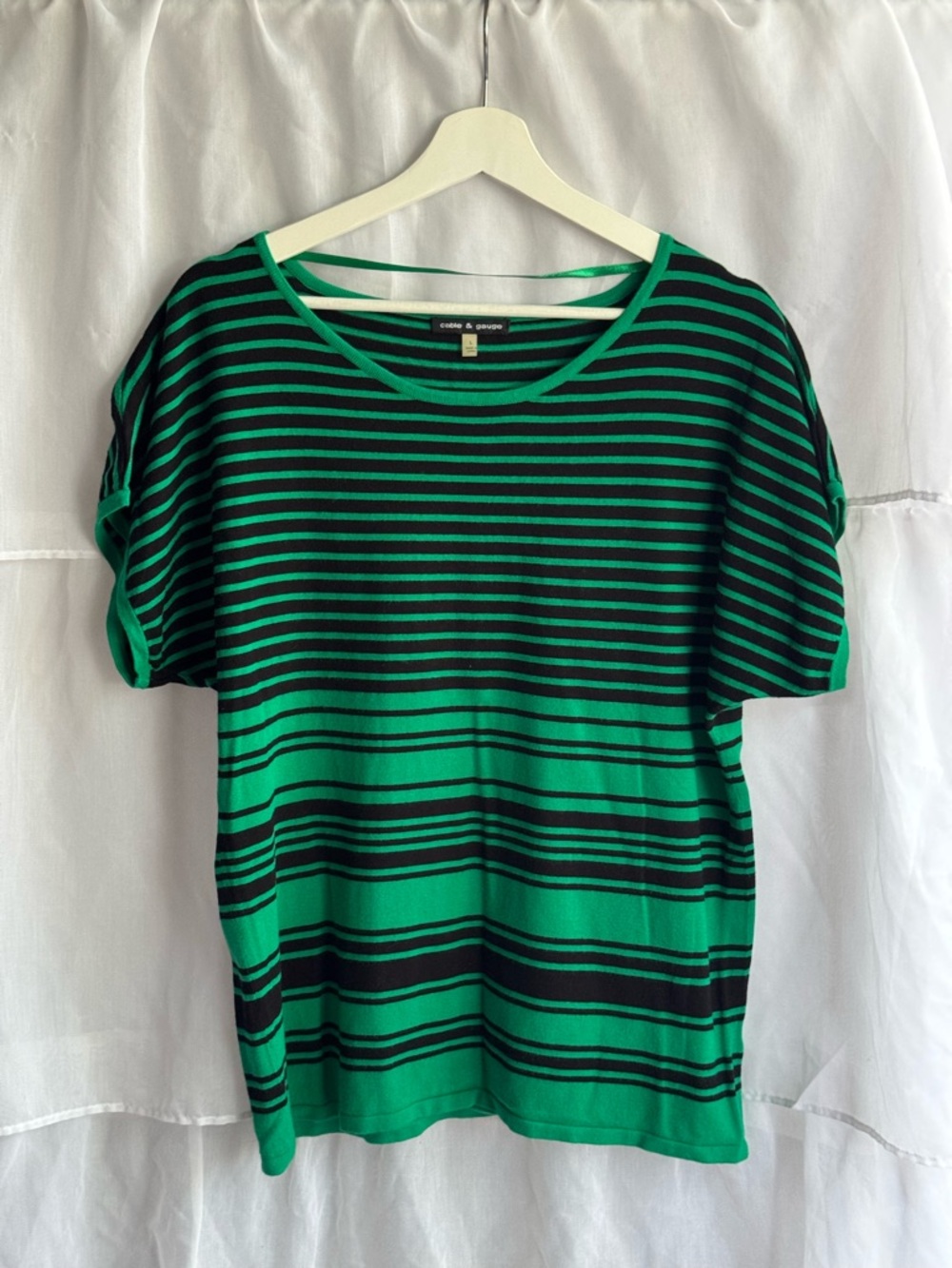 Cable & Gauge Striped Short Sleeve Top